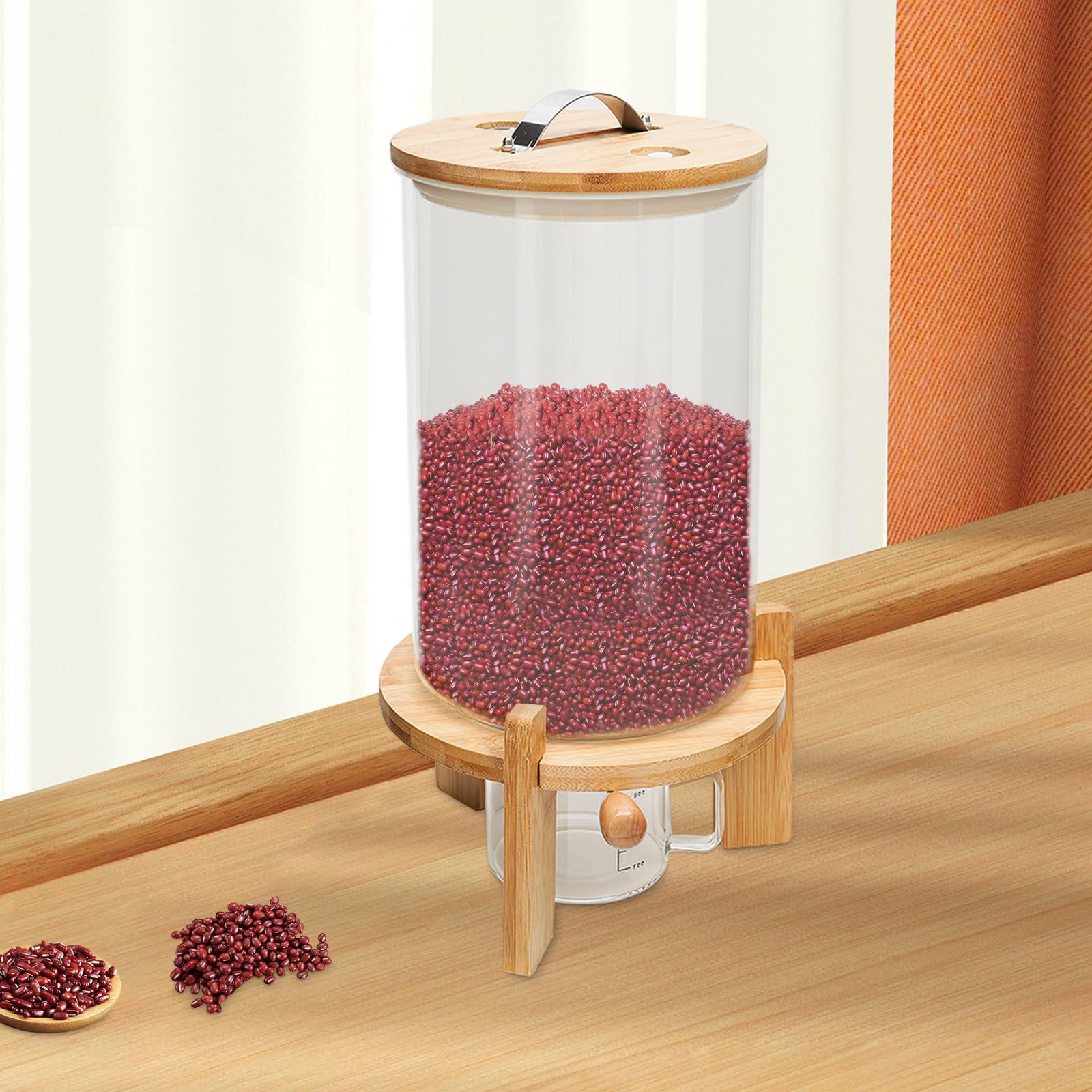 Recipiente para alimentos, recipiente de cristal de 7,5 l, para almacenamiento de alimentos, almacenamiento de alimentos para mascotas, recipiente con tapa, dispensador de cereales,