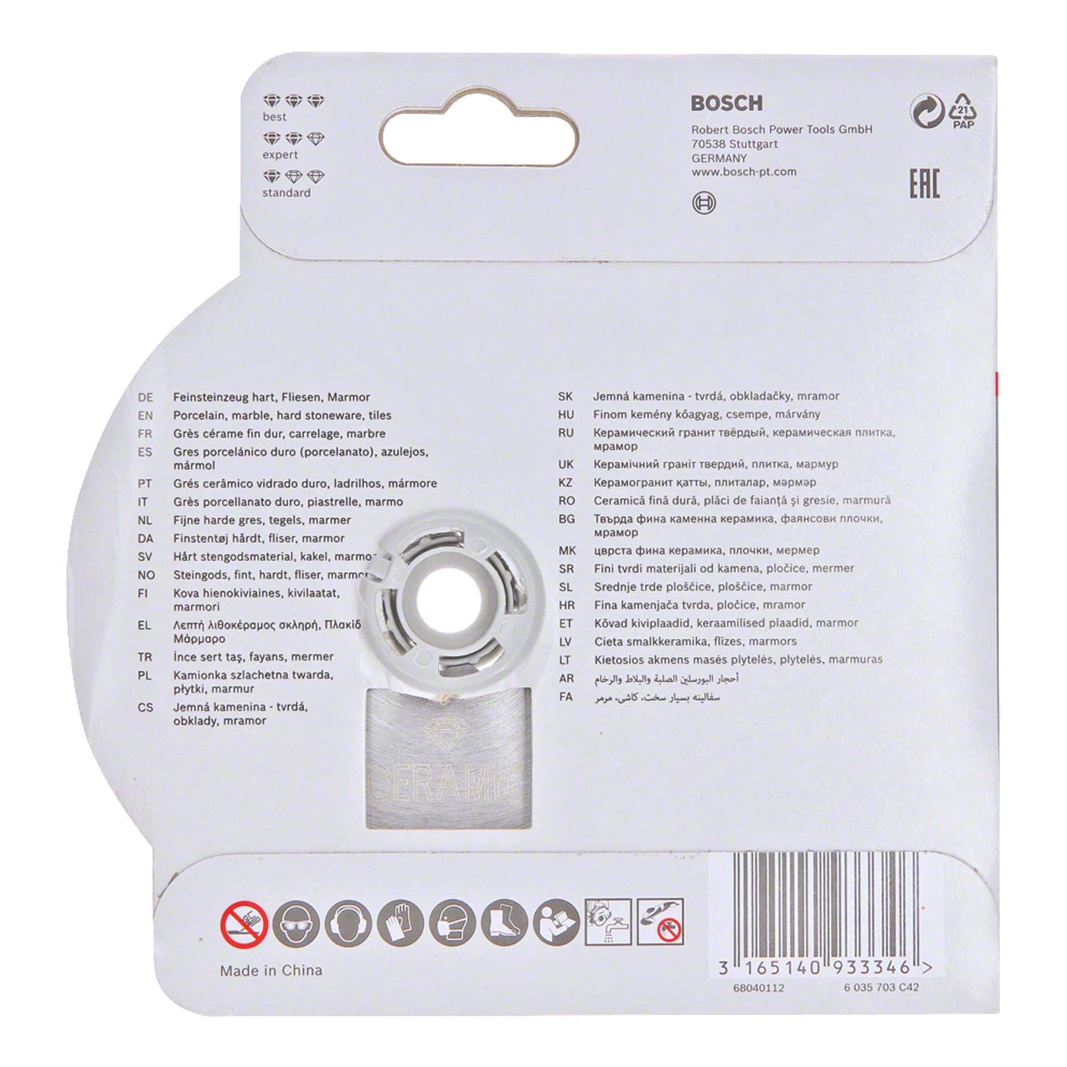 Bosch Professional 2608615136 Disco Diamantato Standard, per Ceramica, X-Lock, Ø110 mm, Diametro Ø: 22.23 mm