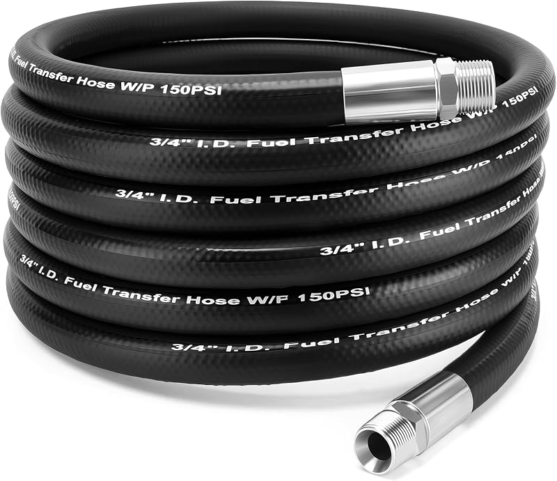 Mangueira de Transferência de Combustível VECKYJL 3/4" NPT para Gasolina, Diesel e Querosene – 6,10 m