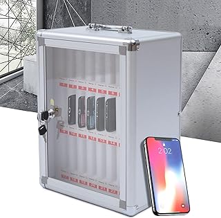 LIECARYAM Cell Phone Storage Box for Classroom -Multiple Celll Phone Locker Box 24Slots Mobile Phone Cabinet Organizer for Classroom W/Doors and Lock w/ 2Keys Large