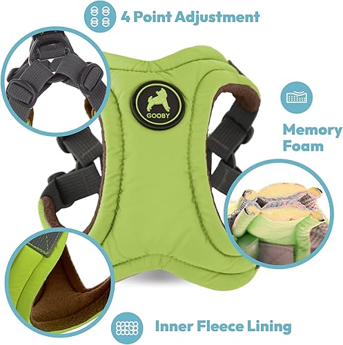 Miniatura 4 de Gooby Escape Free Memory Foam Harness - Green, Small - No Pull Step-in Dog Harness with Four Point Adjustment for Small to Medium Dogs