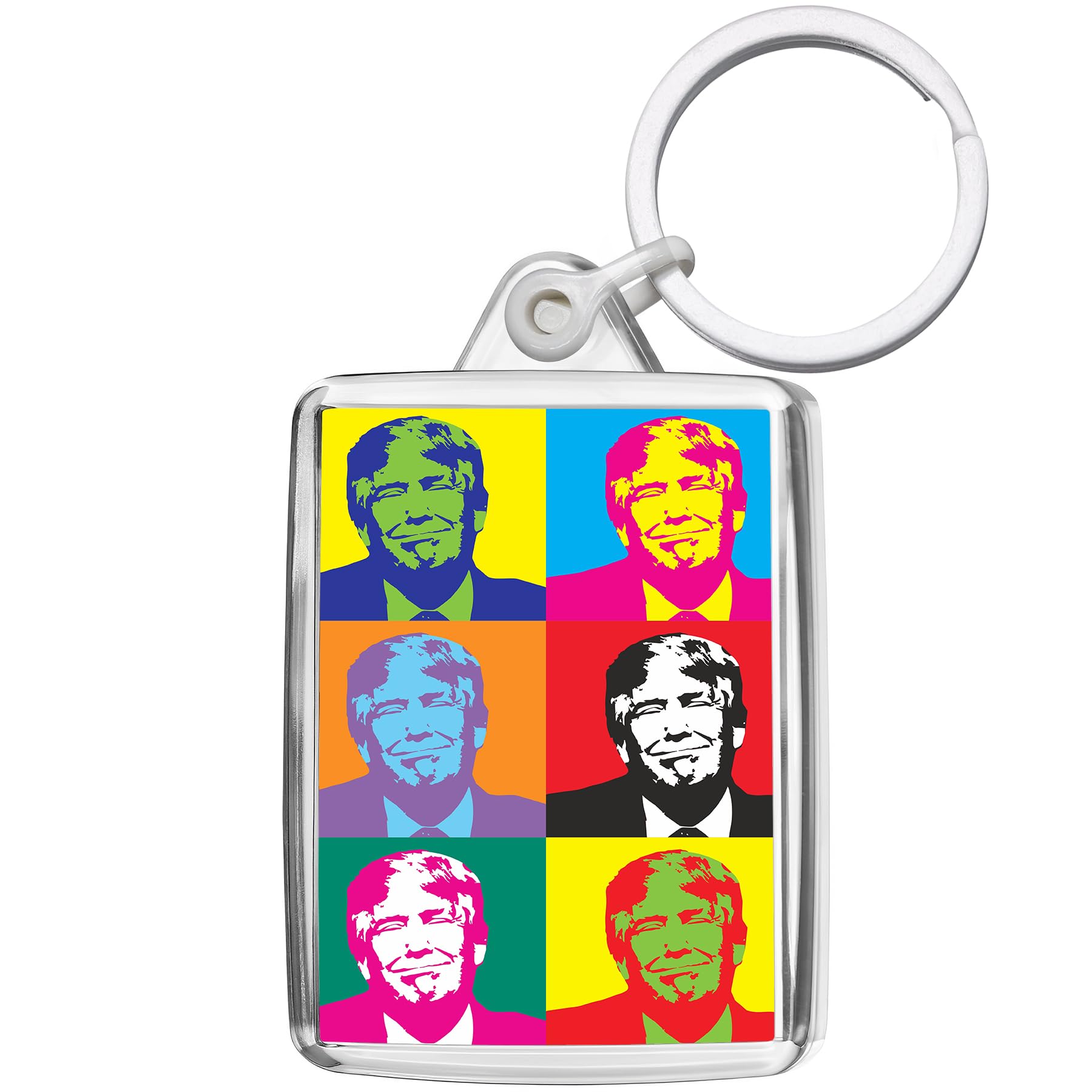 Pixly Unisex Clear Pixly® Donald Trump Pop Art Keyring Key Fob Keychain Joke Keepsake Fun America Usa Gift For Him Her