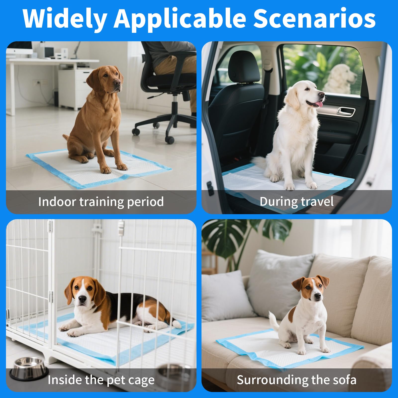 100 Stück Trainingspads für Hunde, 60X60 cm PIPI Matten für Welpen, Unterlagen Baby mit 6 Schichten Leckage Design, Die Oberflächen Schnell Trocknen Können und Haustiere Trainieren