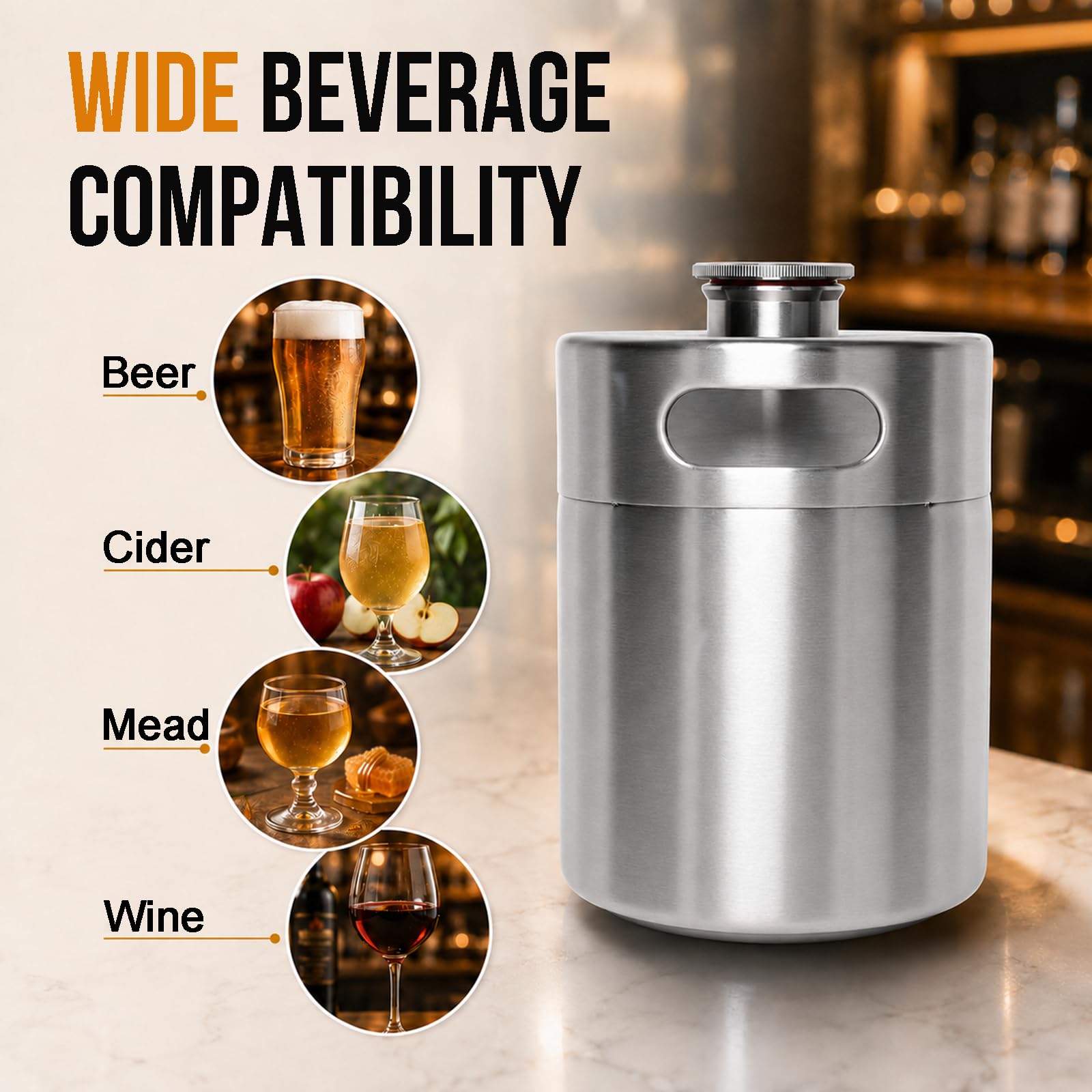 Mini Keg Growler - 64oz Stainless Steel Beer Keg -4