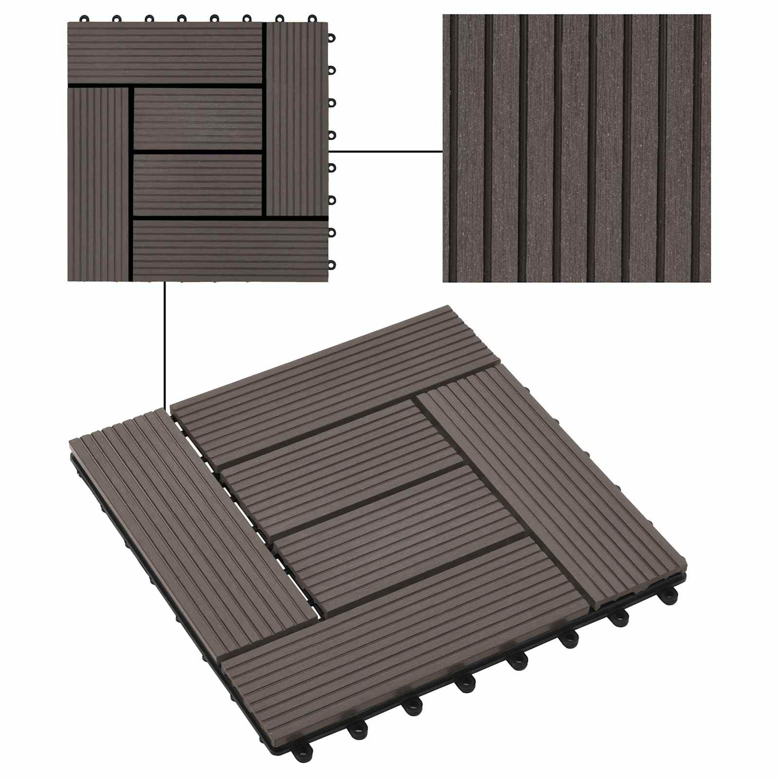 Generisch Terrassenfliese 22 STK. Dunkelbraun 30 x 30 cm WPC,Haushaltsbedarf,18 kg-3444836