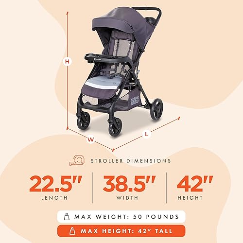 Miniatura 3 de Baby Trend Sonar Seasons - Cochecito individual de viaje con toldo, color gris libertad