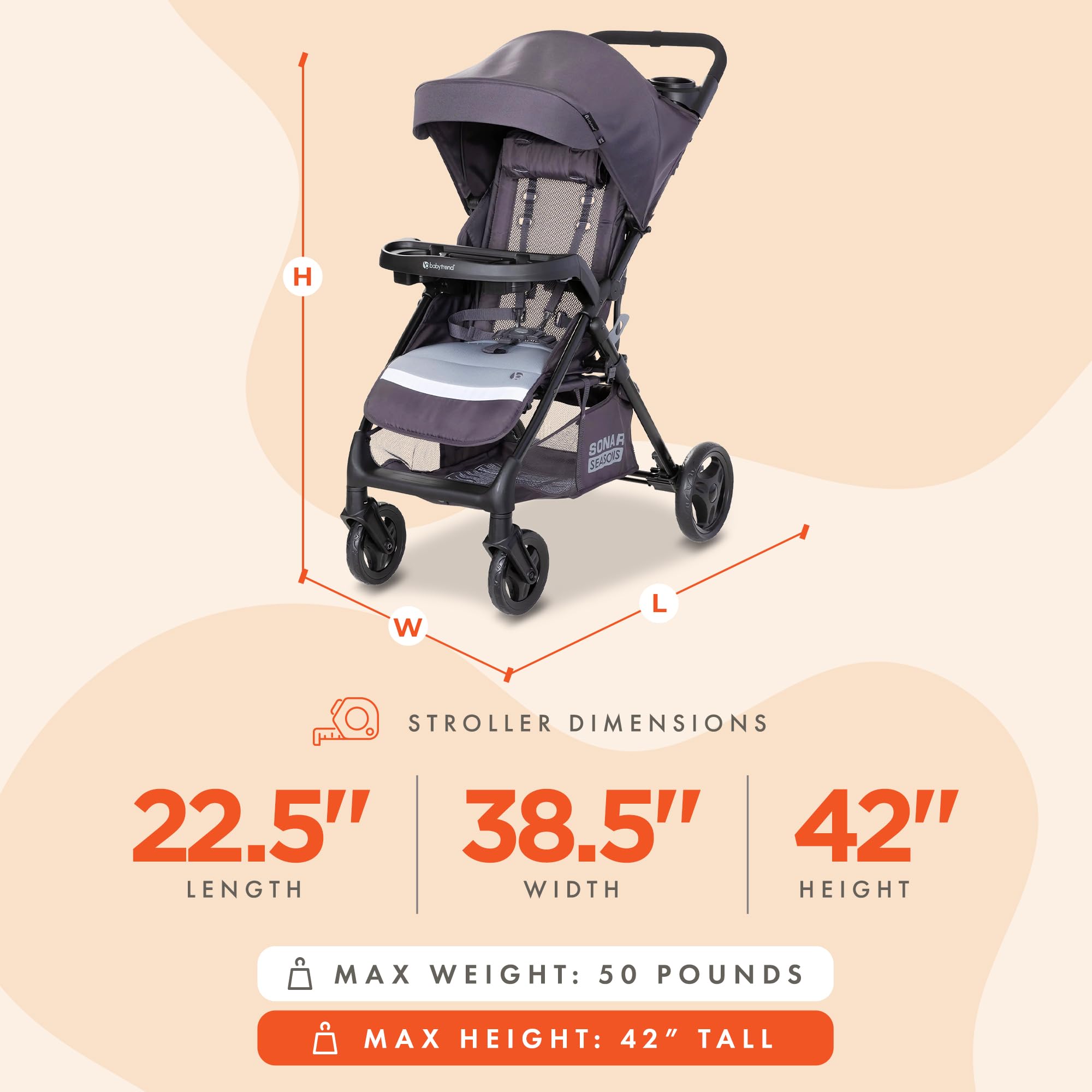 Baby Trend Sonar Seasons Stroller, Liberty Grey Baby Products