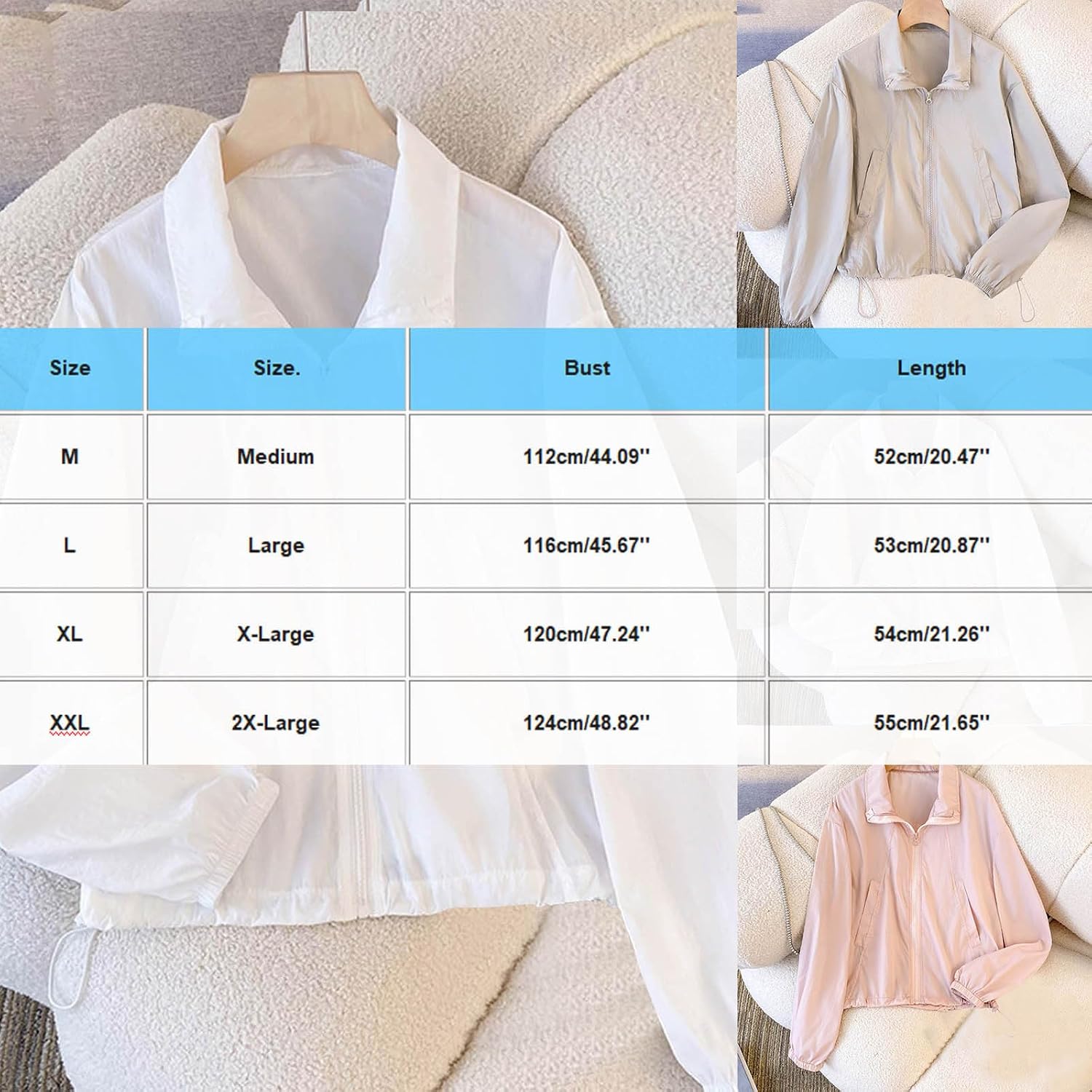 Womens Sun Protection Jackets Lightweight Breathable Zip Up Outdoor Hiking Coats Summer UPF 50+ Athletic Coat with Pocket
