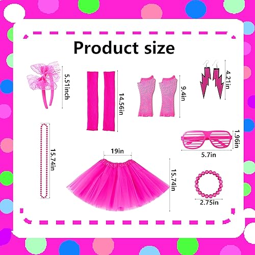 Miniatura 2 de YMO Accesorios de los años 80 para mujer, accesorios de neón de los años 80, juego de disfraz de Halloween para mujer