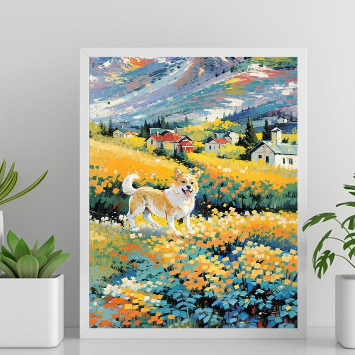 DIY Adult Paint by Number Kits Pomeranian Dog for Adults Beginners,Easy Acrylic Paint by Number,DIY by Numbers Kits on Canvas 12x16inch(30x40cm) Frameless