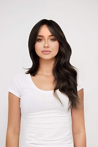 NINFAS - Extensión de cabello, extensiones de cabello humano Remy con cutícula 100% virgen, línea dorada, 1 negro, 14 pulgadas, 20 piezas por unidad