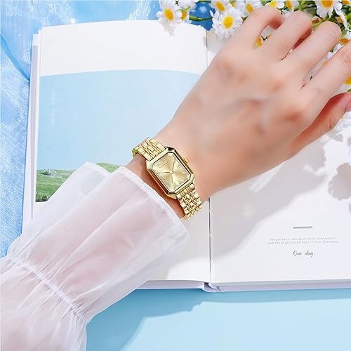 Miniatura 2 de Reloj de oro vintage para mujer, con opciones de esfera de números romanosárabes, pulsera de aleación ajustable, movimiento de cuarzo resistente al