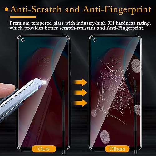Miniatura 4 de Paquete de 2 + 2 protectores de pantalla de privacidad para Moto G Stylus 2021 con 2 paquetes de protectores de lente de cámara, dureza 9H,