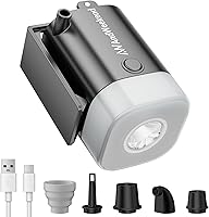 Vista 6 de THE WEEKEND Bomba de aire portátil para acampar y viajar: infla y desinfla rápidamente con linterna LED integrada, perfecta para colchones de aire