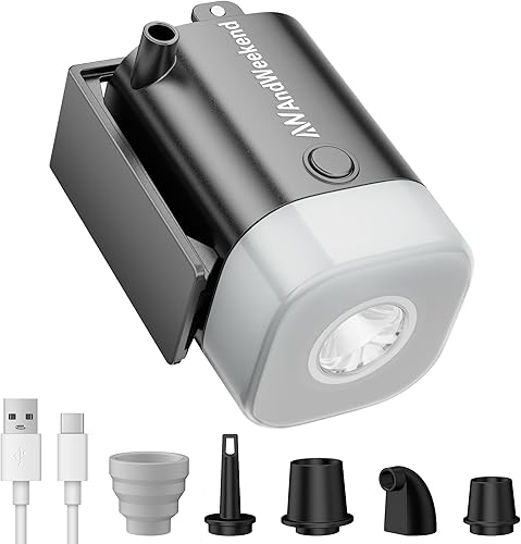 THE WEEKEND Bomba de aire portátil con linterna LED, infladodesinfla rápido para colchones de aire, flotadores de piscina, almohadillas para dormir