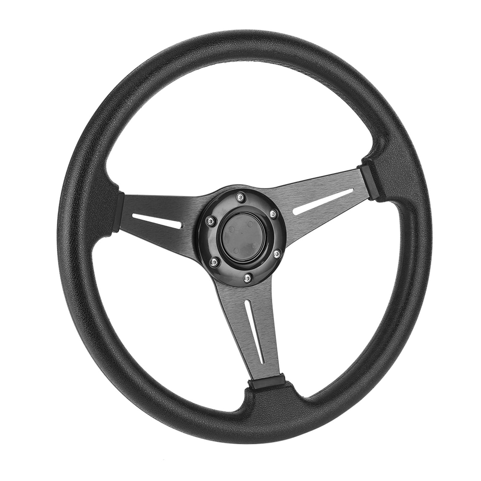 Volante alla deriva per Auto 350 mm 14 Pollici Accessorio di Ricambio Universale Rosso Nero Argento (Nero)
