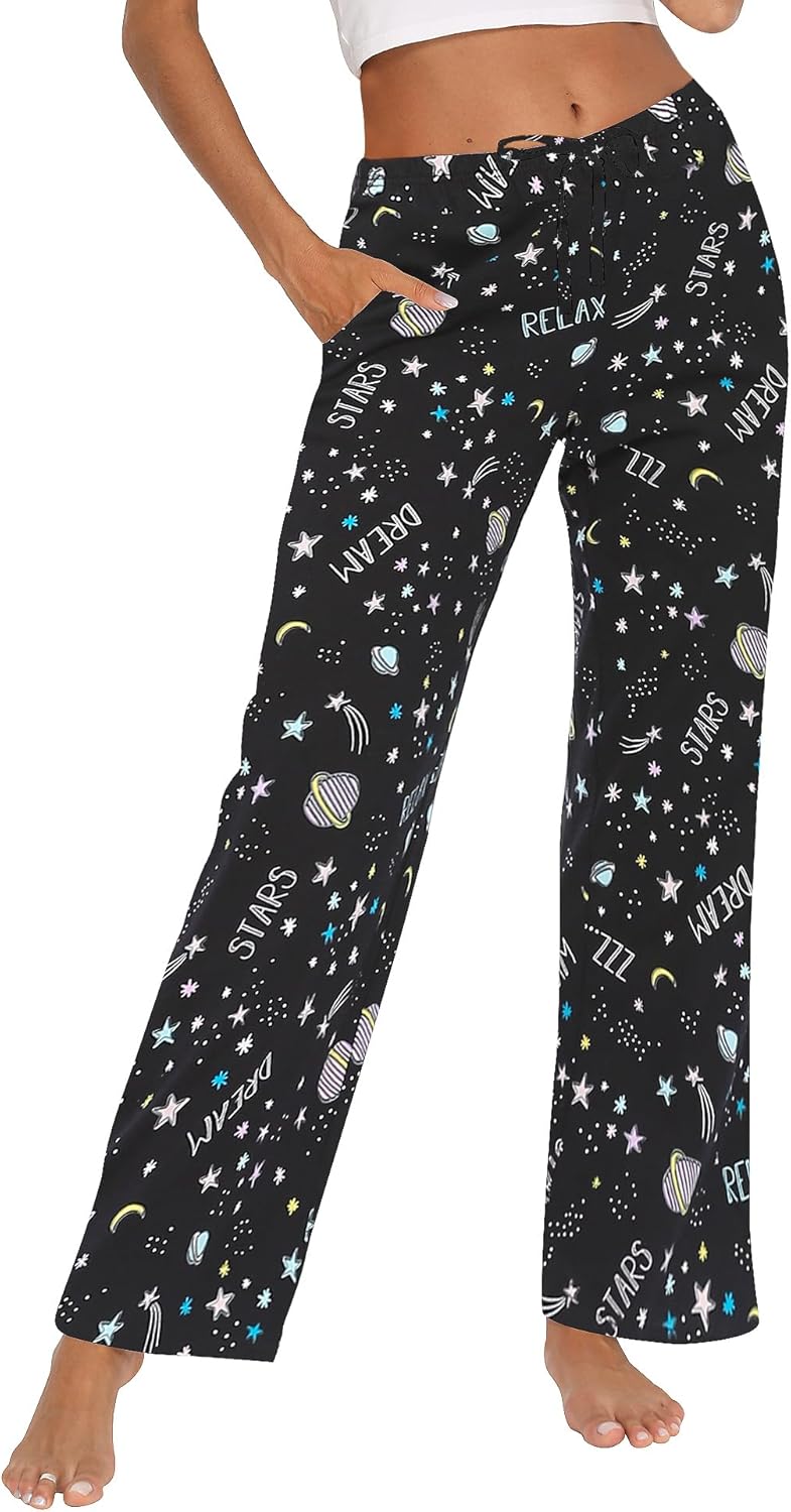 ENJOYNIGHT Women Cotton Lounge Pants Comfy Pajama Bottoms With Pockets&Drawstring - Image 2