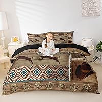 Vista 4 de Erosebridal Juego de ropa de cama de vaquero occidental, funda de edredón para niños y hombres, funda de edredón azteca bohemia rústica