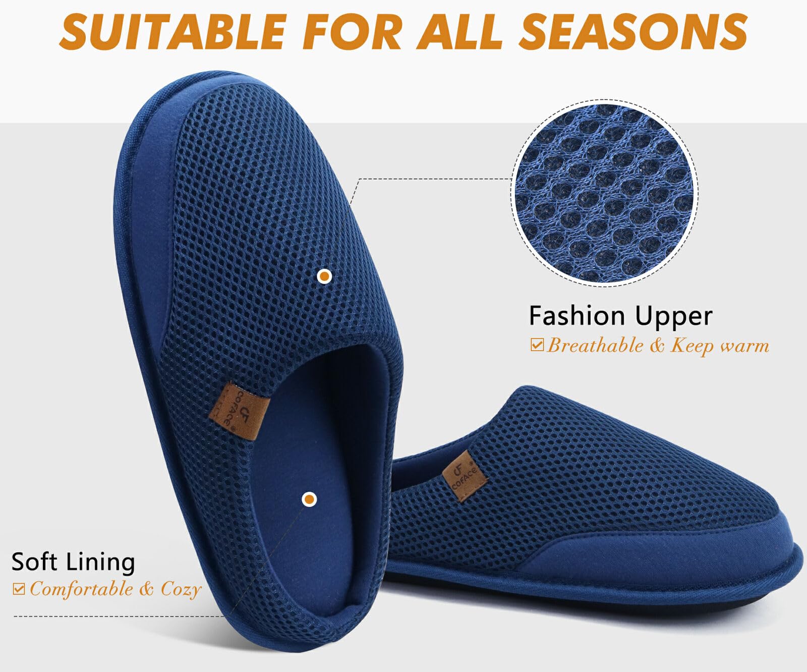 COFACE Pantofole da Uomo Invernali Calde Ciabatte da Casa Comoda Memory Foam Feltro Scarpe con Antiscivolo Suola Taglia 40-49