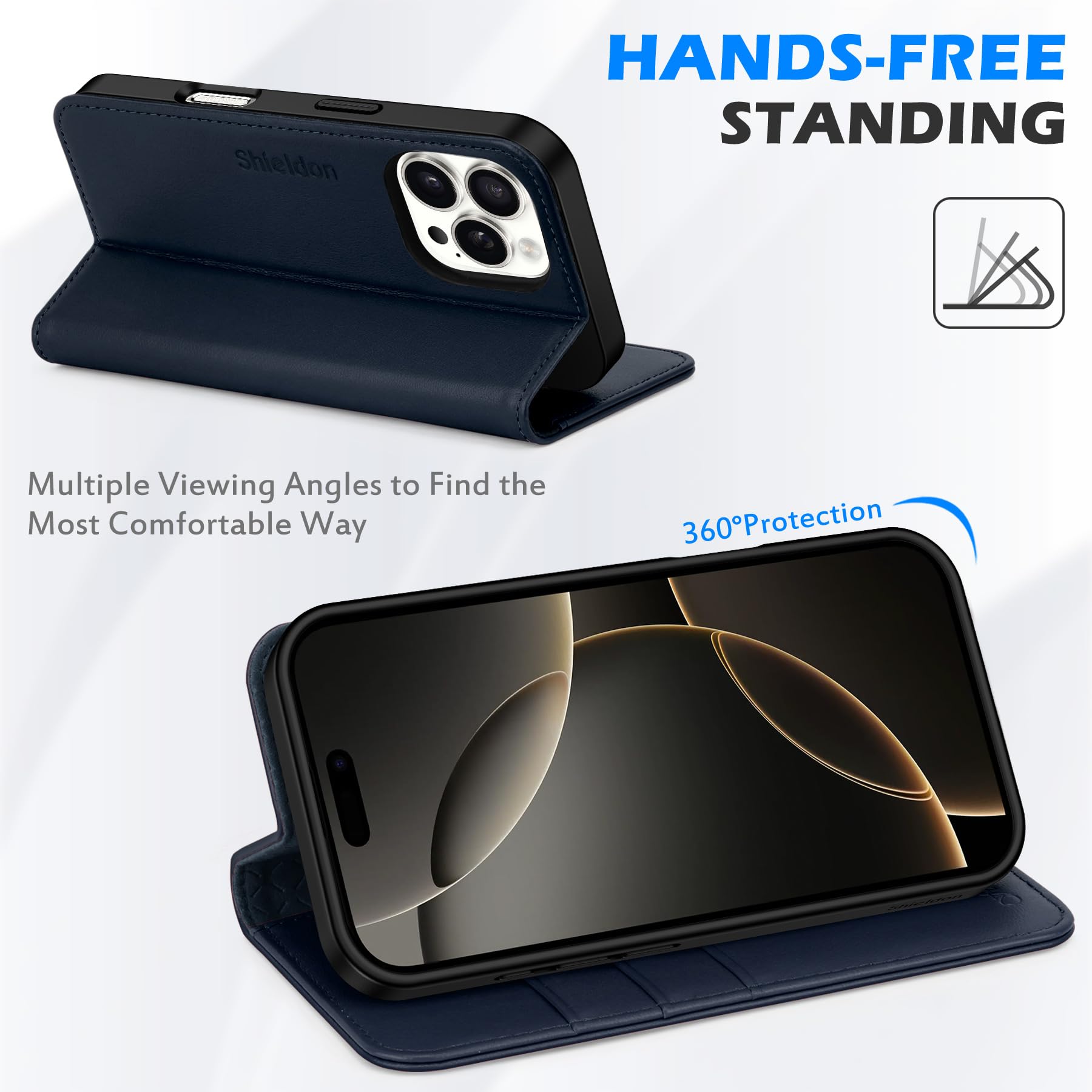 SHIELDON Wallet Case For IPhone 13 Pro Max, Shockproof Genuine Leather Magnetic Case, Card - View #10