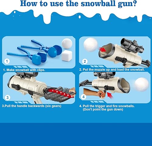 Miniatura 8 de TMIXIU Juguetes de nieve para niños al aire libre, kit de fabricación de bolas de nieve, lanzador de pistolas de bolas de nieve, moldes de nieve