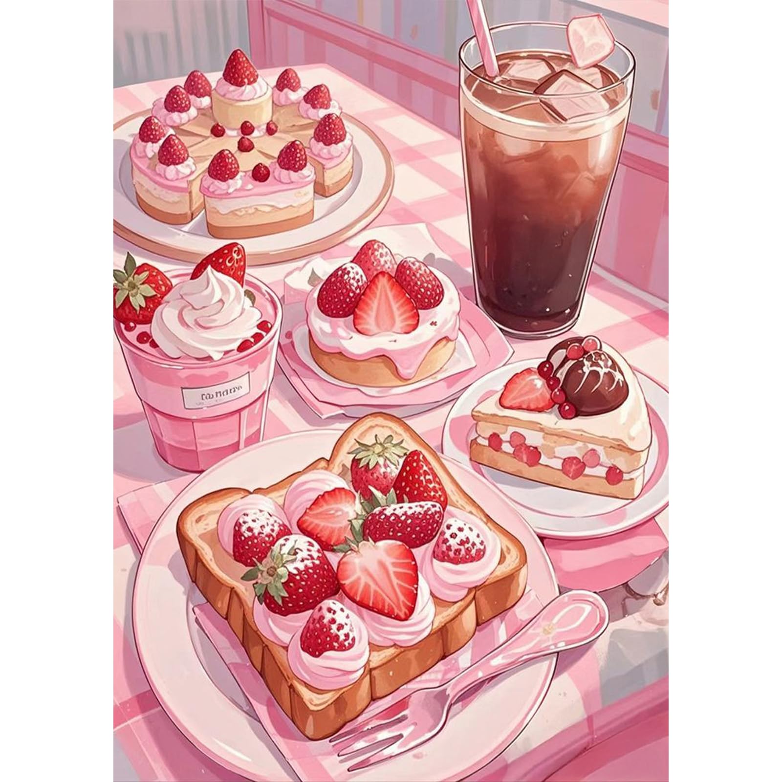 MEIYUDA 5D DIY Diamond Painting Art Kits Adult Dessert, Diamond Painting Kit for Adults Beginners Kids Full Round Drill, Home Wall Decor 30x40cm