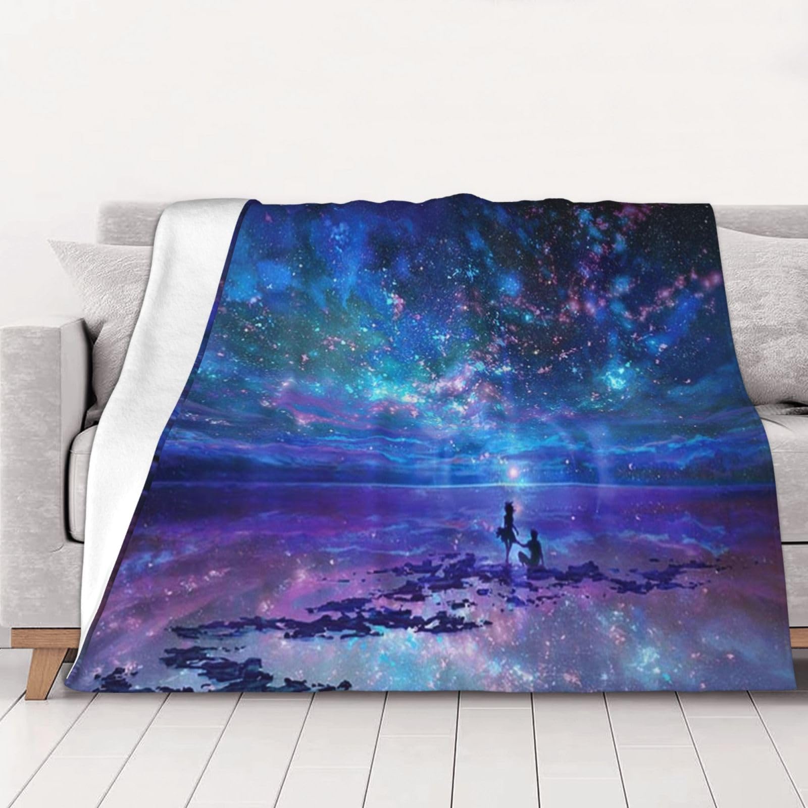 Couverture en flanelle Northern Lights douce et chaude haut de gamme 150 x 125 cm pour lit