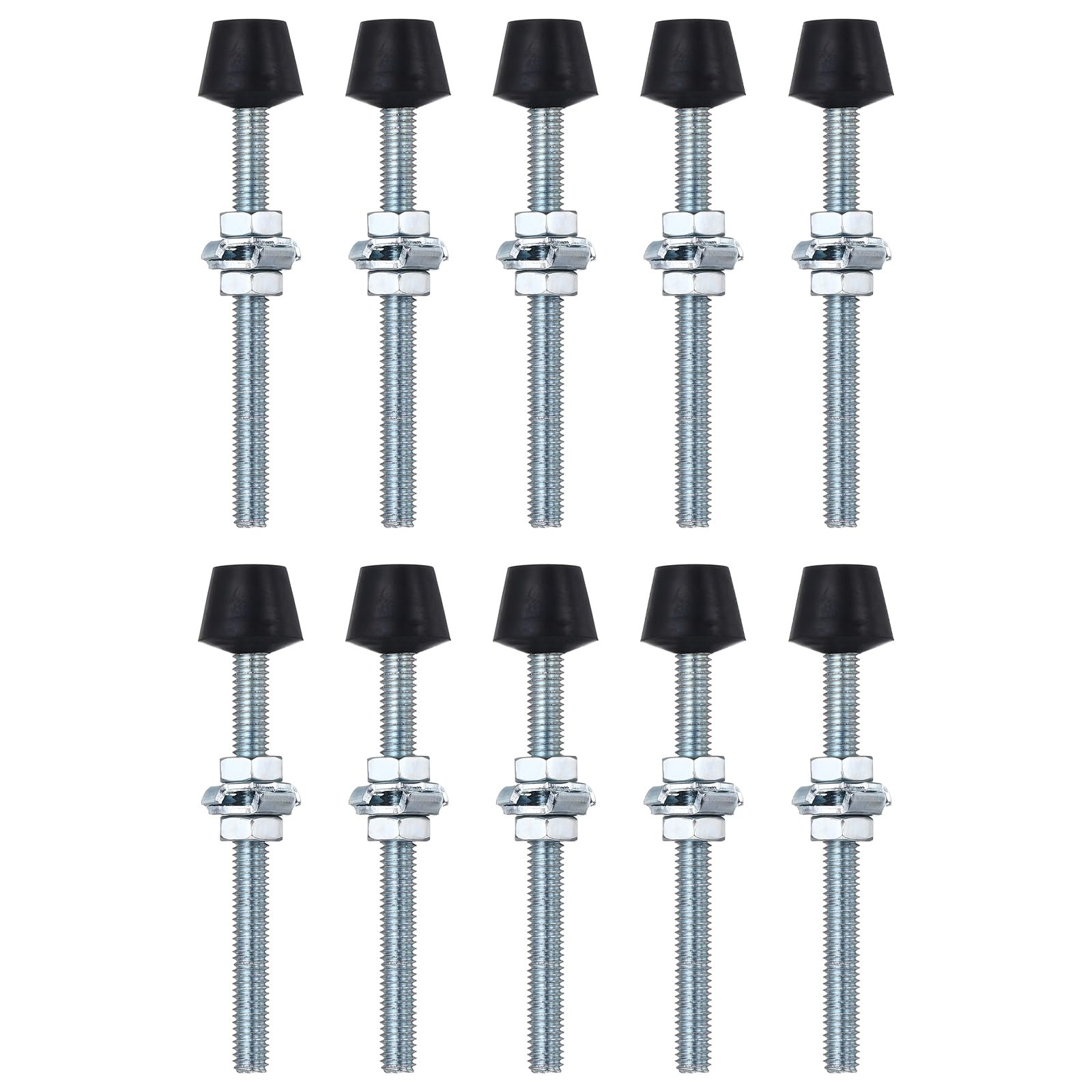 sourcing map 10Pcs Toggle Clamp Foot Rubber Head Carbon Steel M6x83 mm Toggle Clamp Screw Assembly for Boxes, Cabinets, Doors with 20 Pcs Screws and Washers