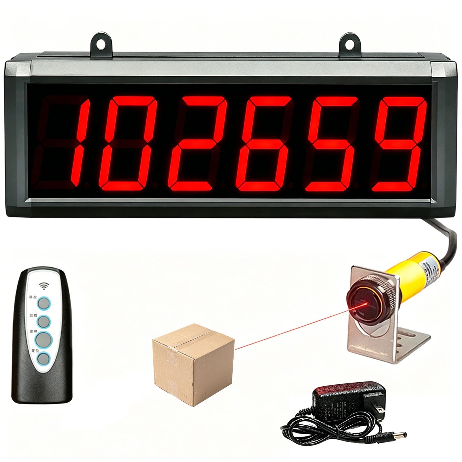 Enpvneer Large Digital Counter, Digital LED Counter Count Up To 999999, Sensor Distance 0-27.5IN, Power-Off Memory Function, For Conveyor Belts Automatic Counting