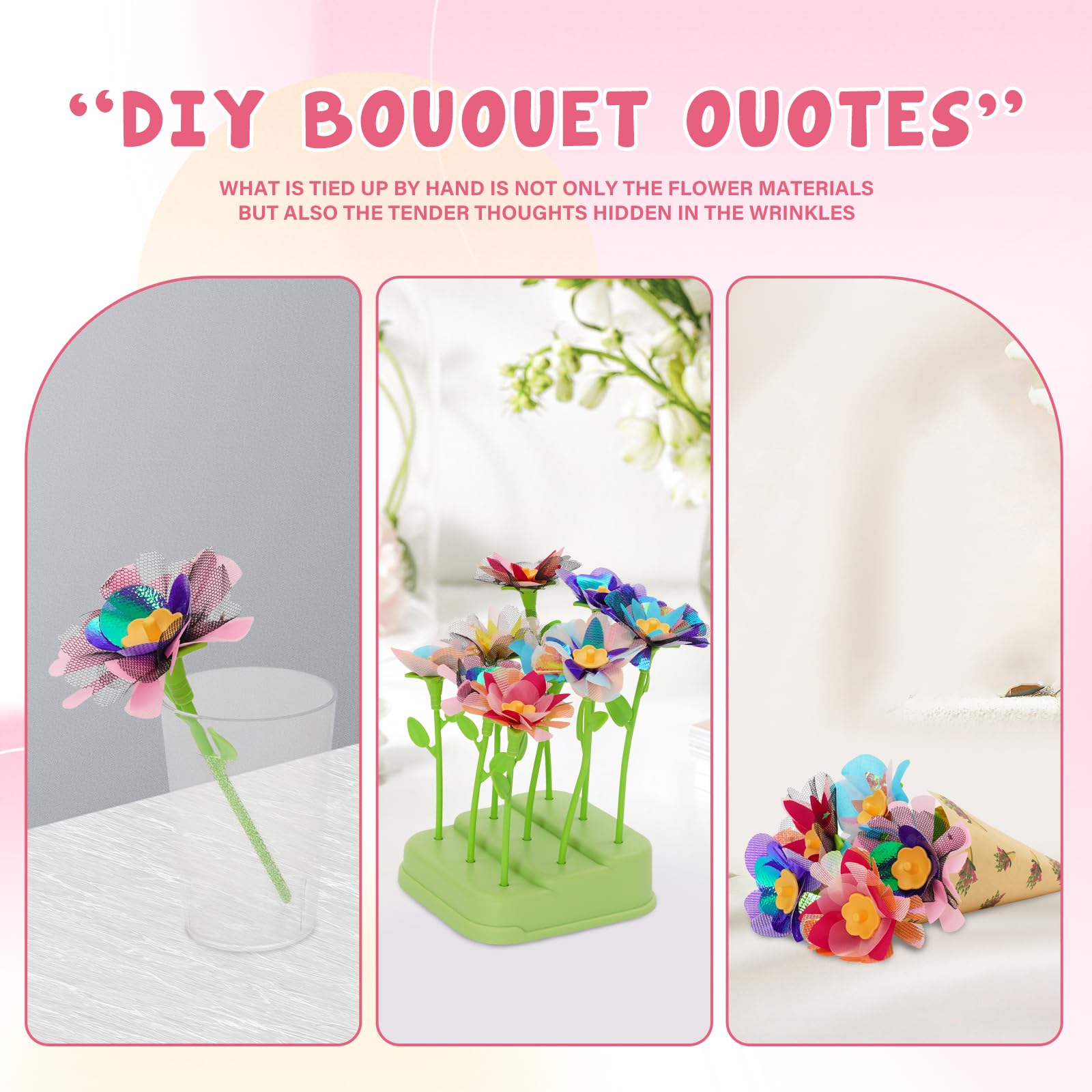 Ark miido Activité Manuelle Fille, Création Bouquet Fleurs avec Machine Fleurs Jouet Créatif pour Enfant 3 Ans+