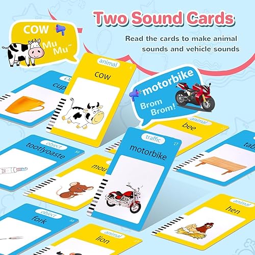 Miniatura 2 de Tarjetas didácticas parlantes para niños pequeños, juguetes Montessori de aprendizaje con 224 palabras visuales, discurso de bolsillo para niños