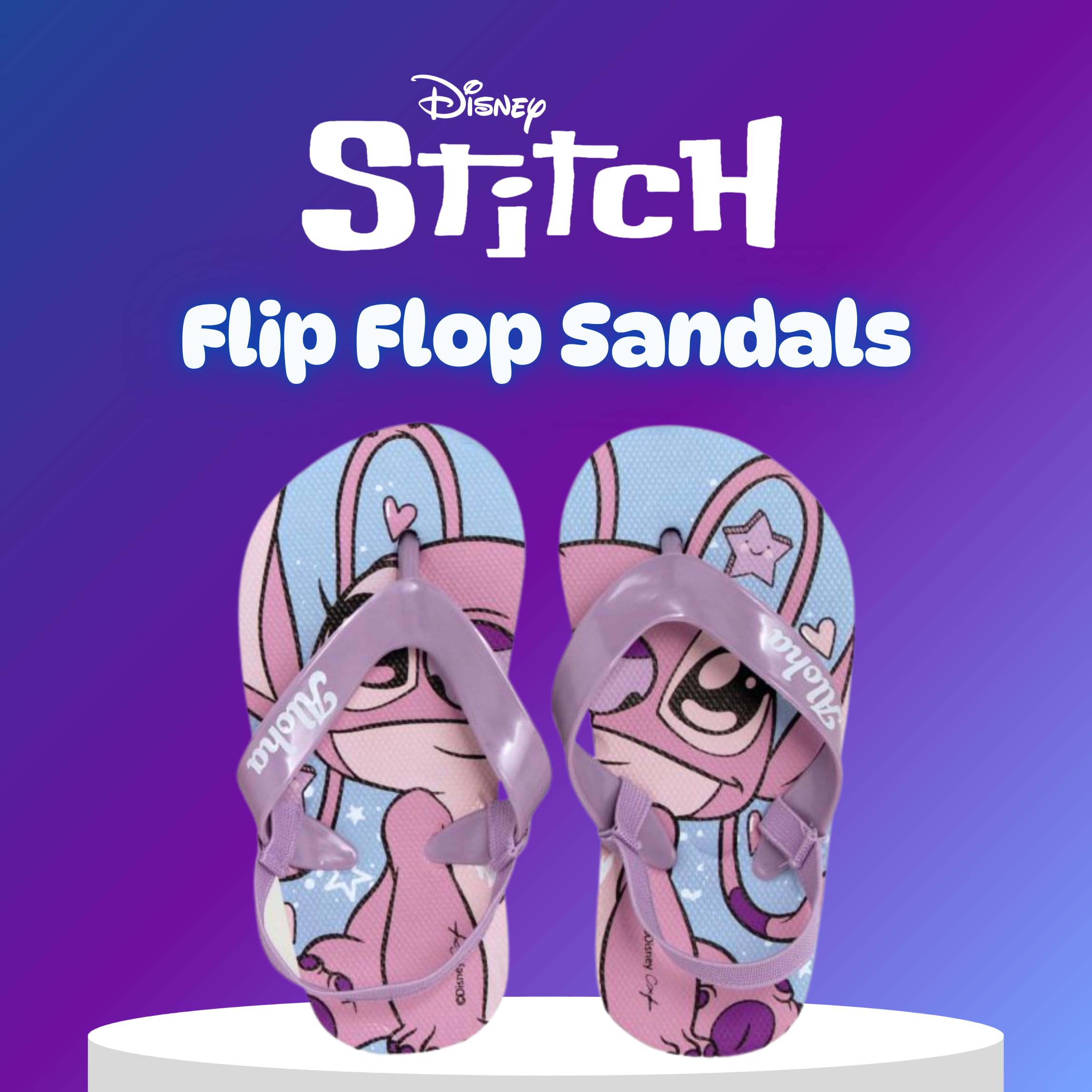 Disney Stitch e Angel Infradito per Bambine, Sandali Estivi con Elastico, Taglie EU 22 a 29