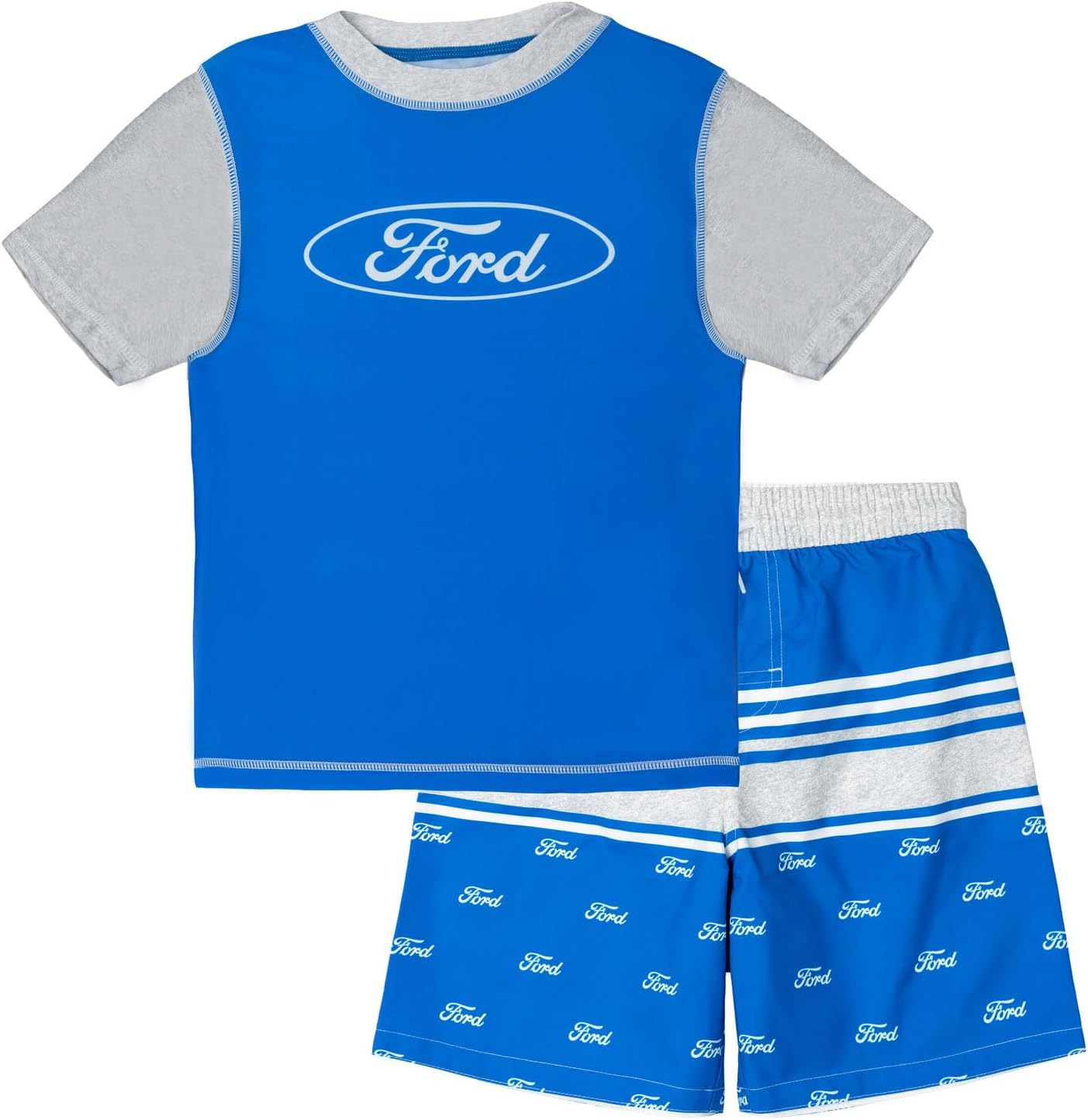Ford Rash Guard and Swim Trunks UPF 50+ Outfit Set Toddler to Big Kid Sizes (3T - 10-12)