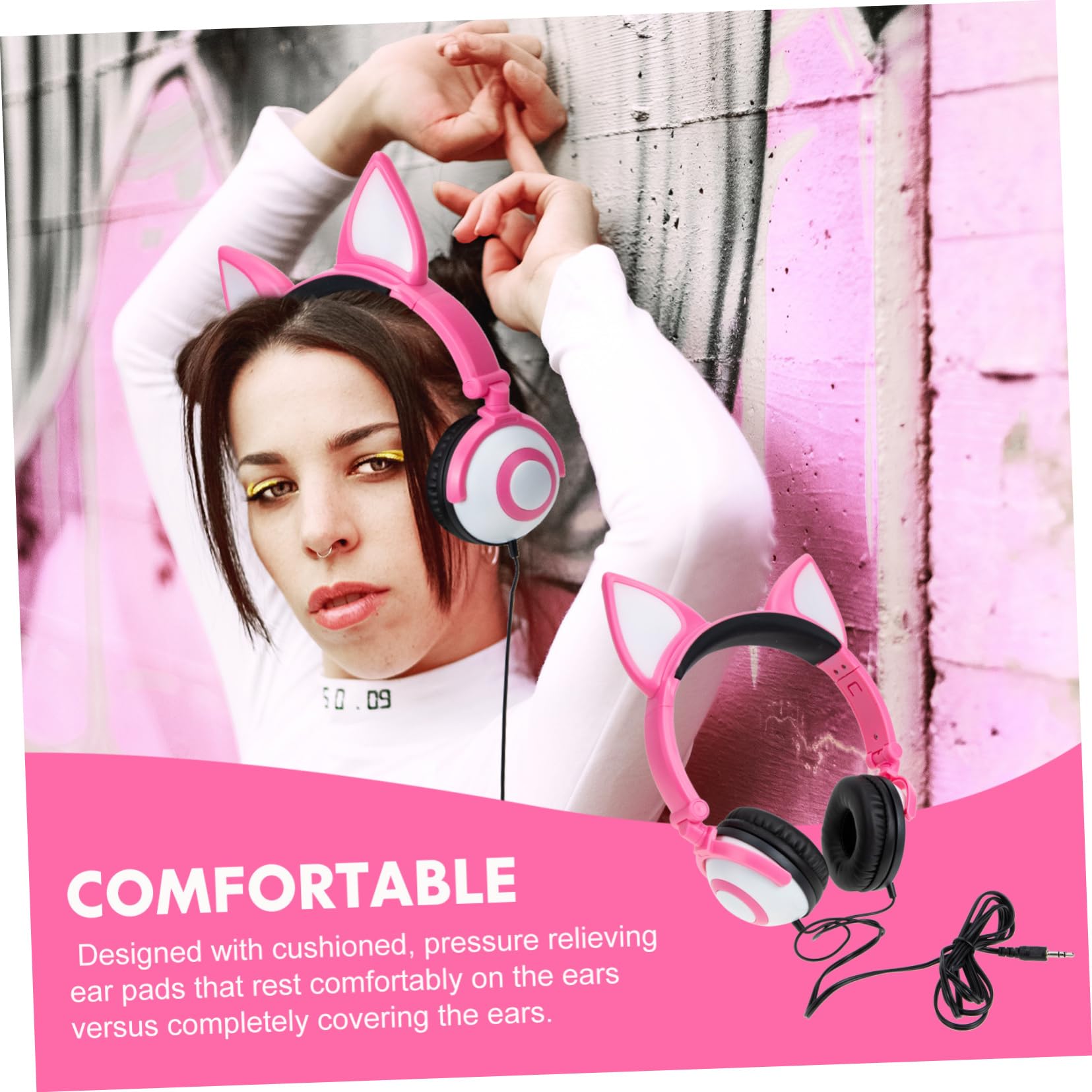 Homoyoyo Cuffie Pieghevoli Orecchie di Gatto per Ragazzo Ragazza Cuffie Suono Stereo e Design Orecchie di Gatto Colorate Adatte Viaggio e Sport