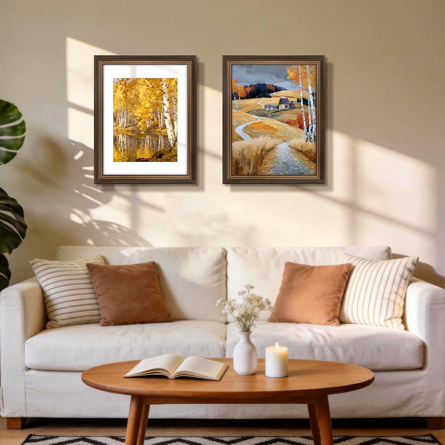 Golden State Art 14x18 Picture Frame Brown Gold Trim - Solid Wood Frame With Tempered Glass - Fits 14x18 without & 11x14 In Photos With Mat - Wall Mount Vertical Horizontal for Art, Posters, Portraits