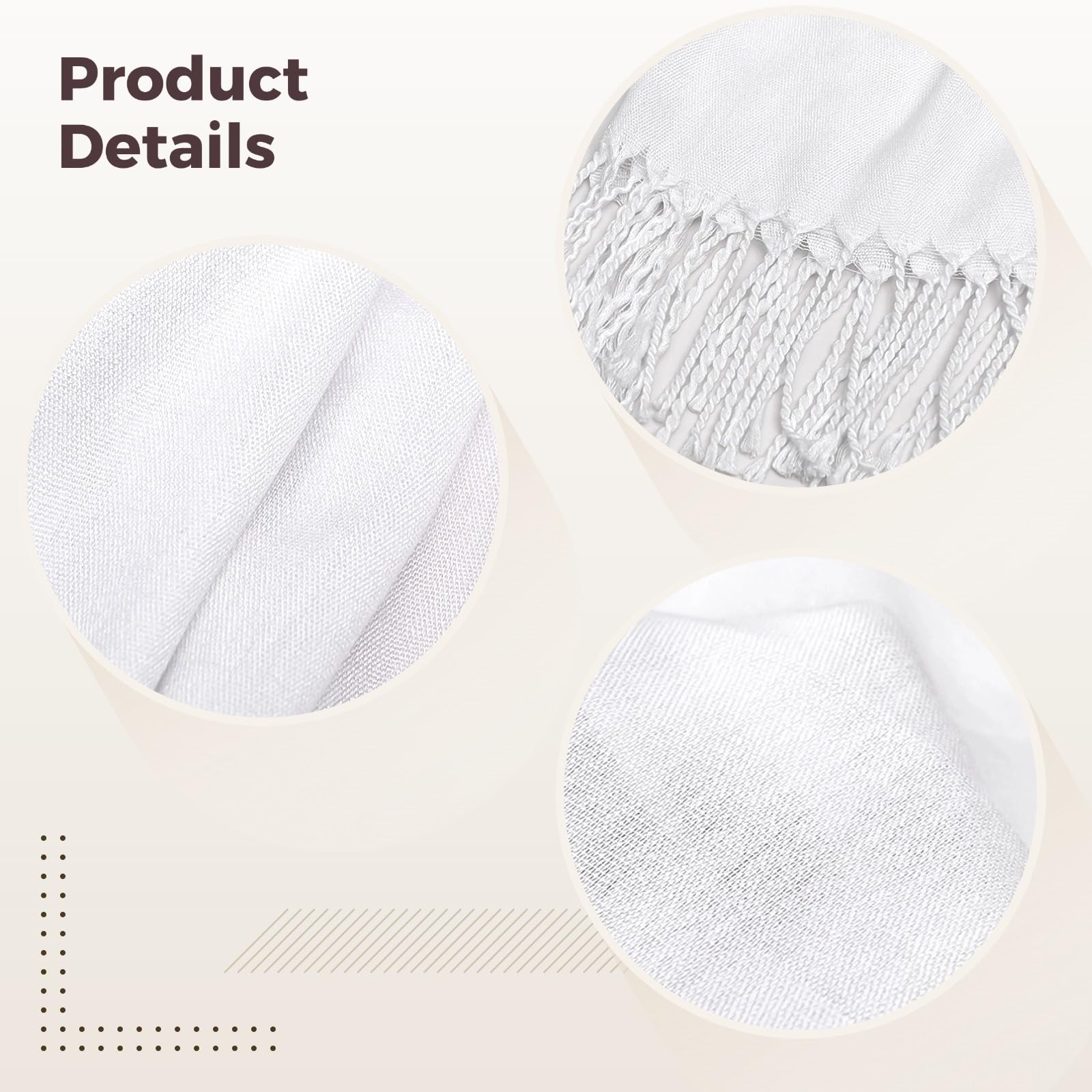 3 Pcs White Cotton Towels, Large Blank Tie Dye Fabric For Diy Crafts, Soft Bikini Cover Up For Beachwear And Creative Projects