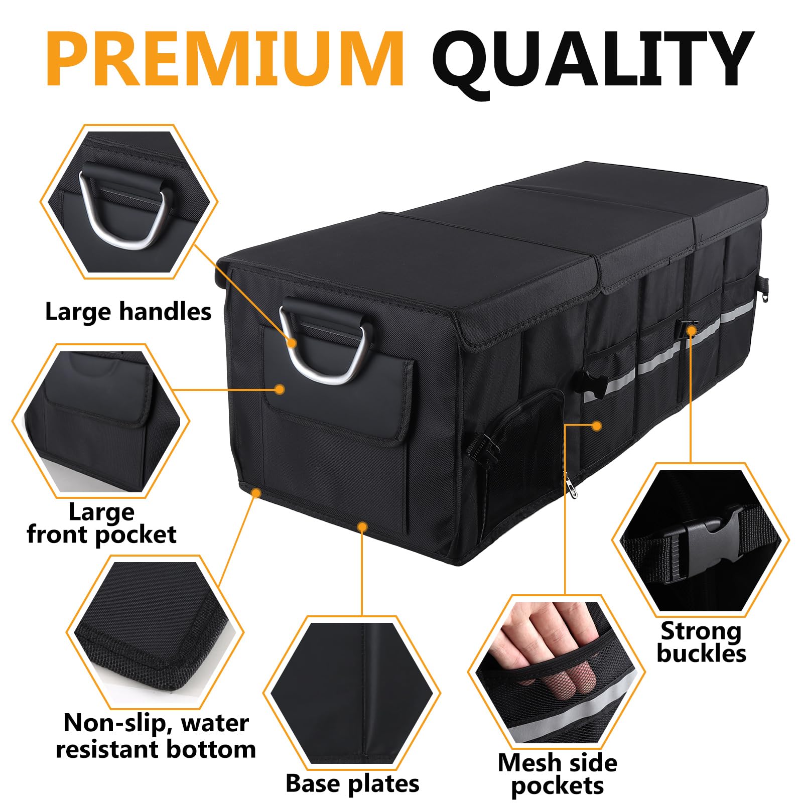 Organizer pieghevole per bagagliaio, 90 x 35 x 30 cm
