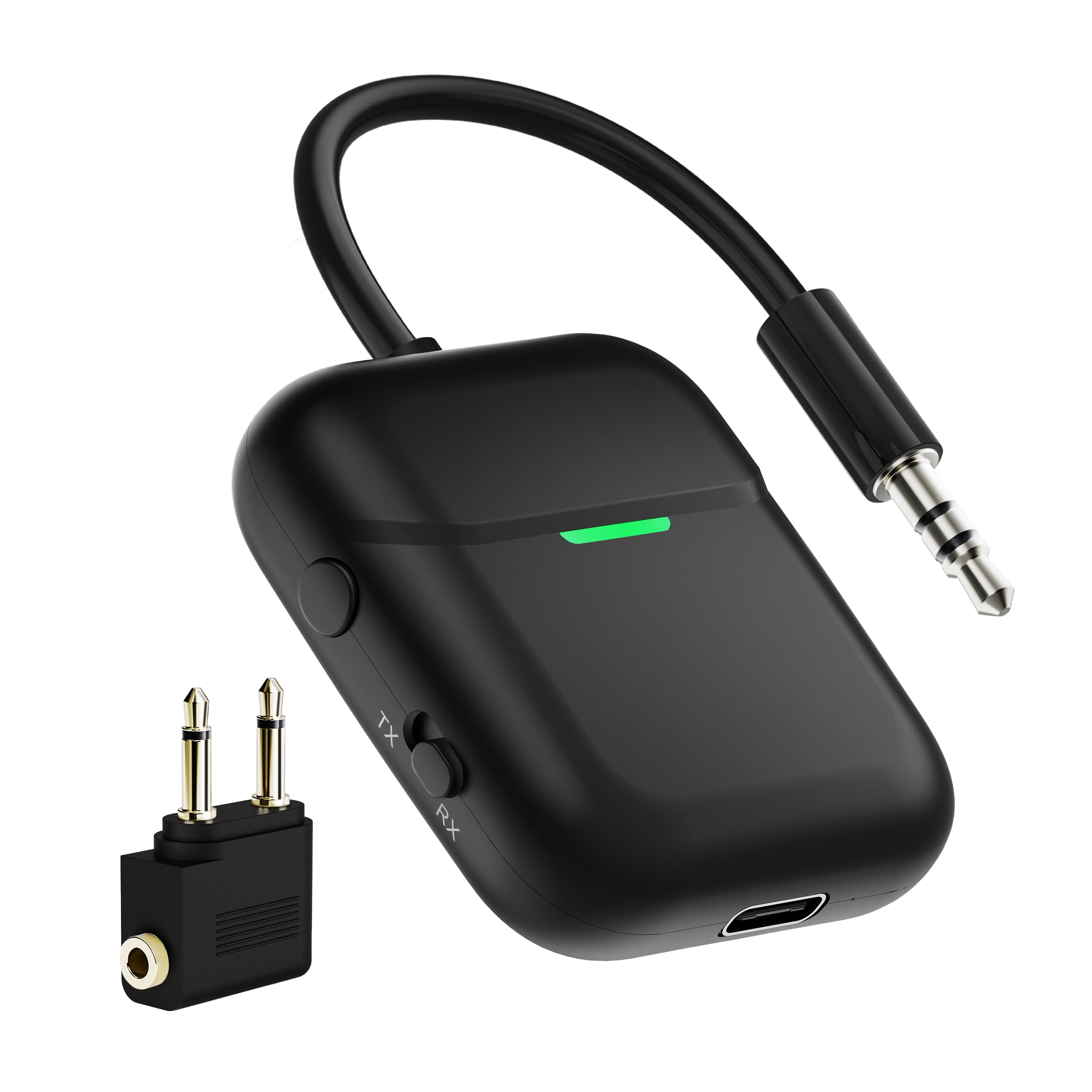 Nulaxy Air in-Flight Bluetooth Wireless Audio Transmitter Receiver for up to 2 AirPods Wireless Headphones, Bluetooth Adapter for All 3.5mm Aux Jacks on Airplanes, Black