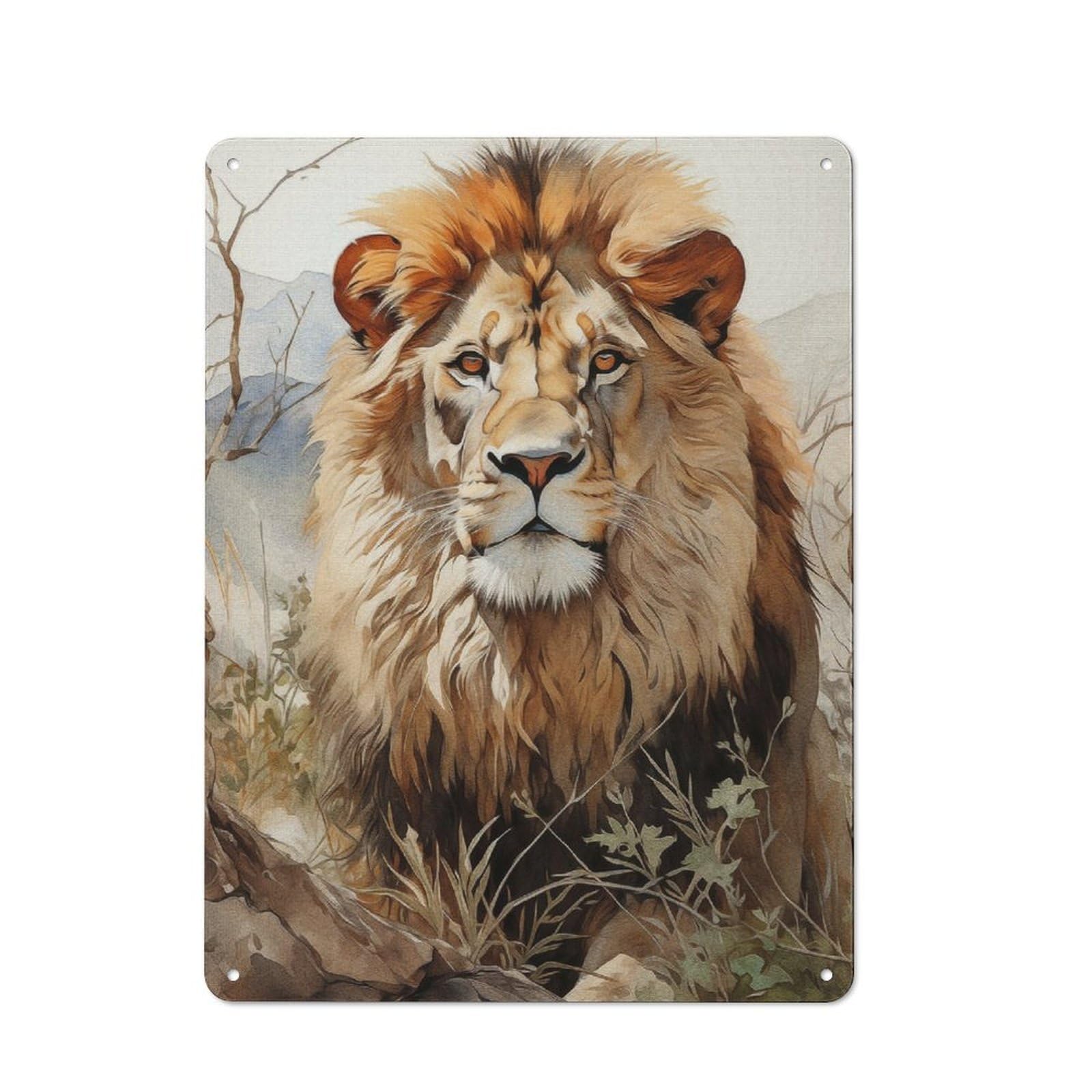 Junmoney The Lion Stare Tin Sign 40X30cm For Workshop Wall, Rustic Wall Decor, Suited To Workshop Decor Fans