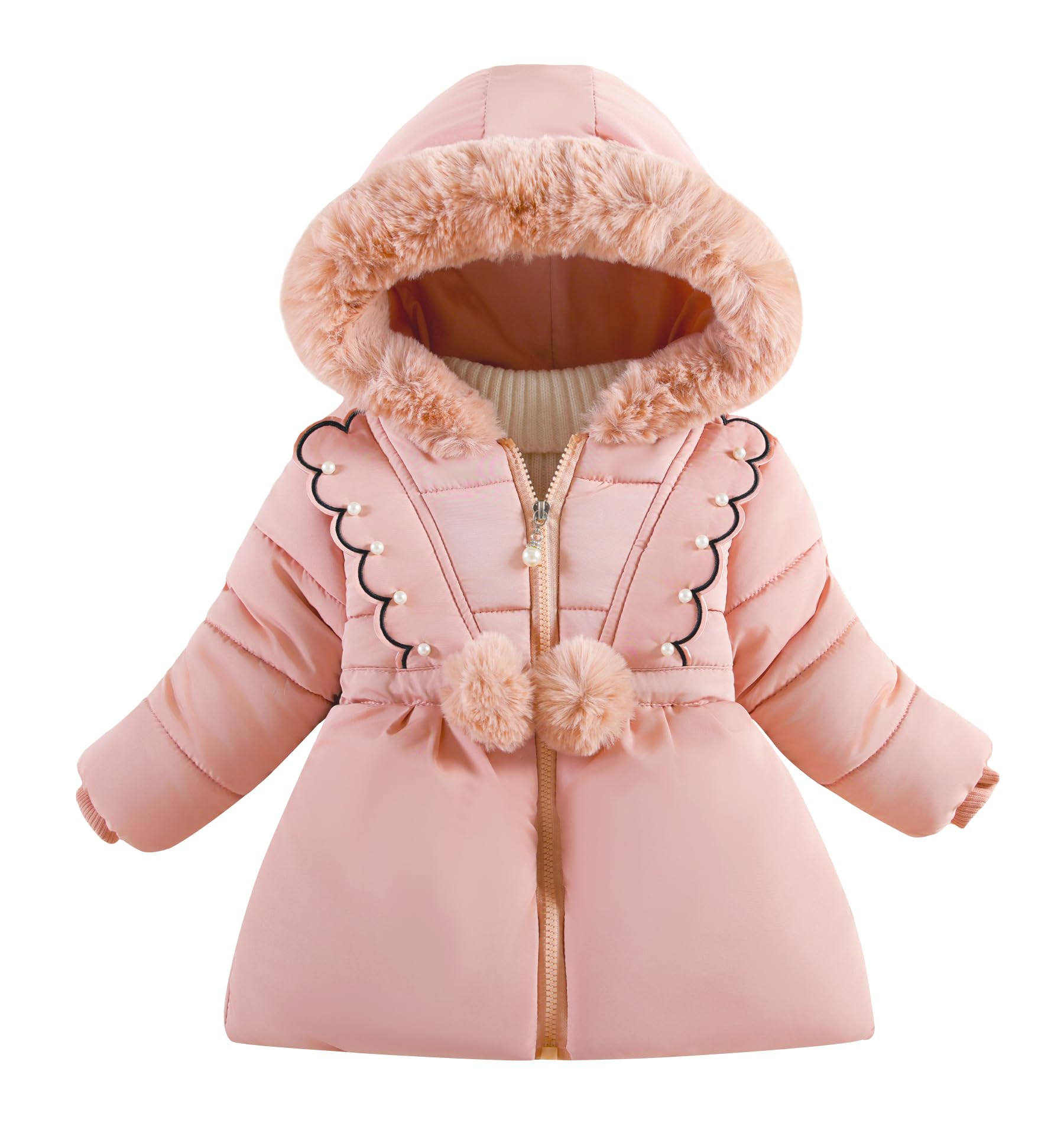 FEOYA Fille Manteau Coupe Vent Chaude Enfant Doudoune Épaississement Imperméable Bébé Veste D'Hiver Legere Blouson Parka À Capuchon Vetement Stitch Mode Mi-Long Polaire 1-5 Ans