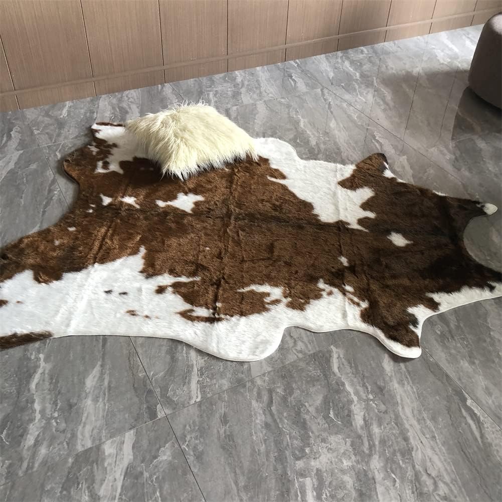 Huichenxing2021FURSTORE Faux Fur Deer Print Area Rug, Animal Hide Skin Cowhide Area Rug Animals Mat Non-Slip Deer Rug for Home Living Room Bedroom 33.5in x43.3in/2.8ftx3.6ft