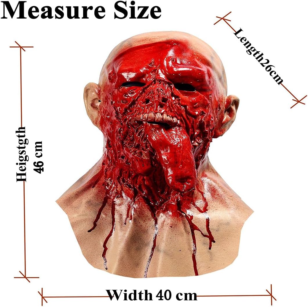 LEKA NEIL Horror Vampire Demon Mask - Realistic Zombie Mask - One Size Fits Most - Ages 14+ - Blue - Image 4