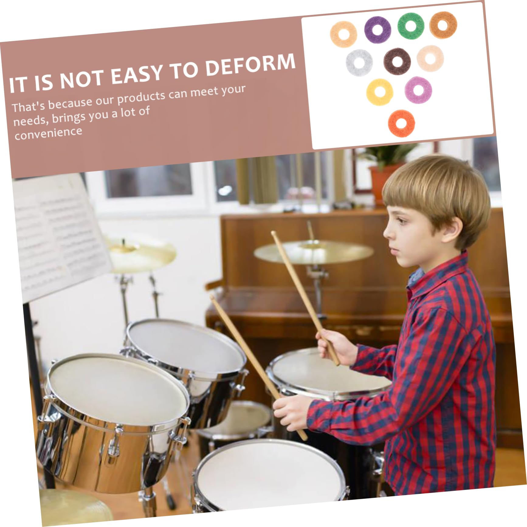 Abaodam 20pcs Colored Cymbal Pads Drum Kit Cymbals Felt Cushions Drum Set Parts