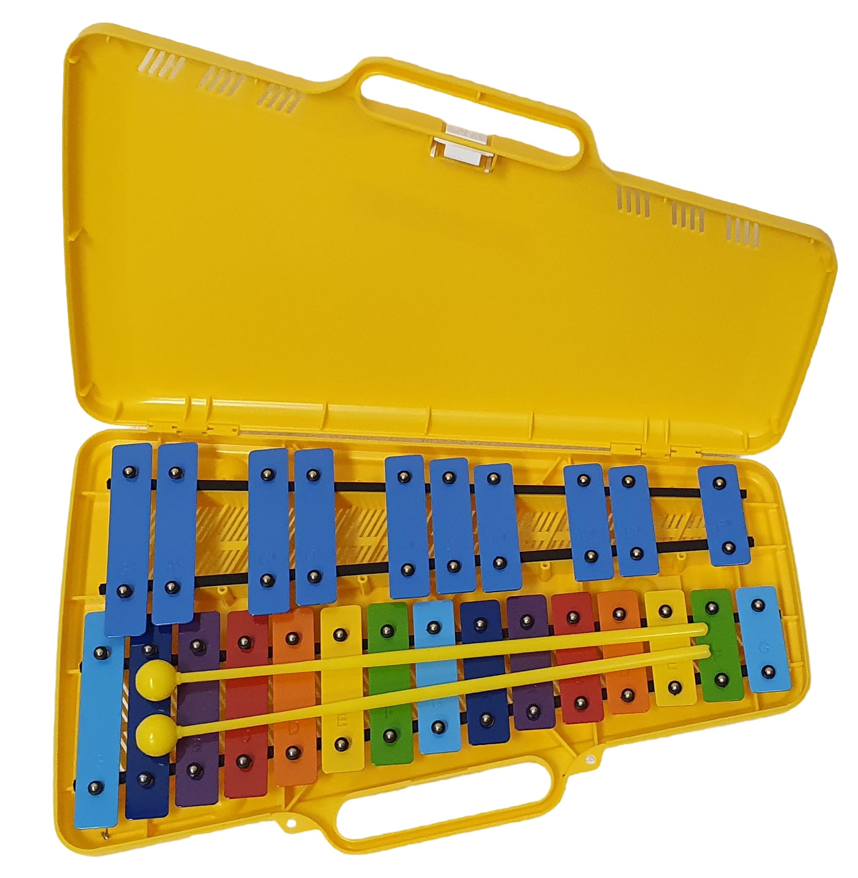 ROCKSTAR - Carrillón Xilófono Metalofono 25 Teclas Metálicas AG-25N3 Angel 1021, Glockenspiel con Estuche, Instrumento Musical supervisado por un adulto