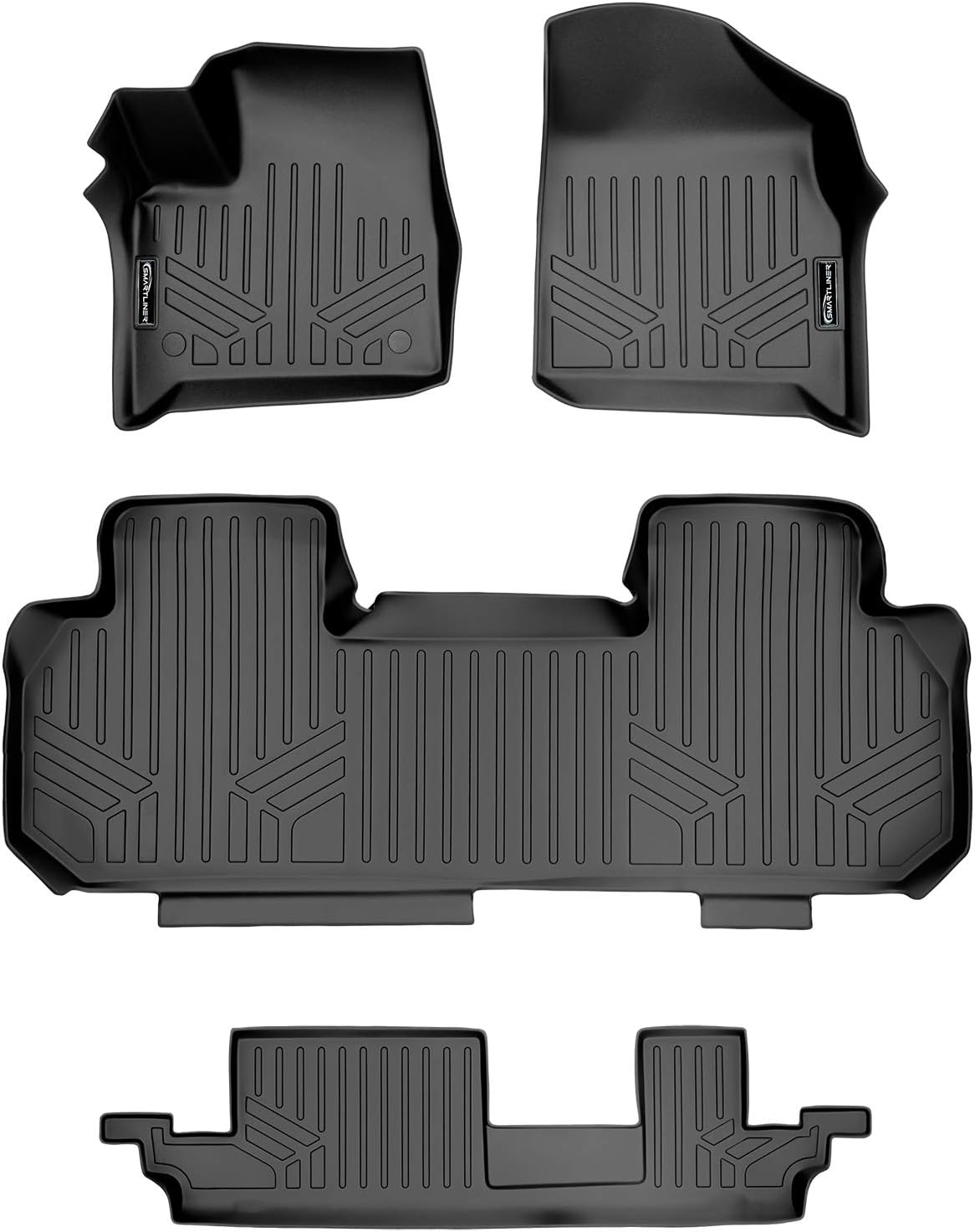 SMARTLINER Custom Fit Floor Mats 3 Row Liner Set Compatible with 2018-2023 Chevrolet Traverse