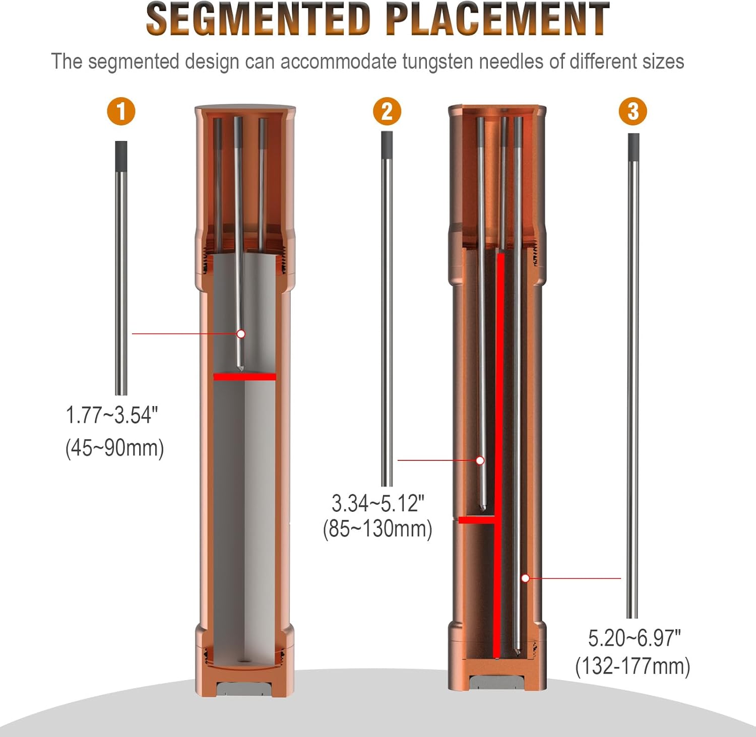 3mirrors Upgraded Version Tungsten Holder-Orange Storage Tube for TIG Tungsten Electrode with 3 Section Divider & Magnetic Base,Protective Fit that Prevents Oxidation and Damage.