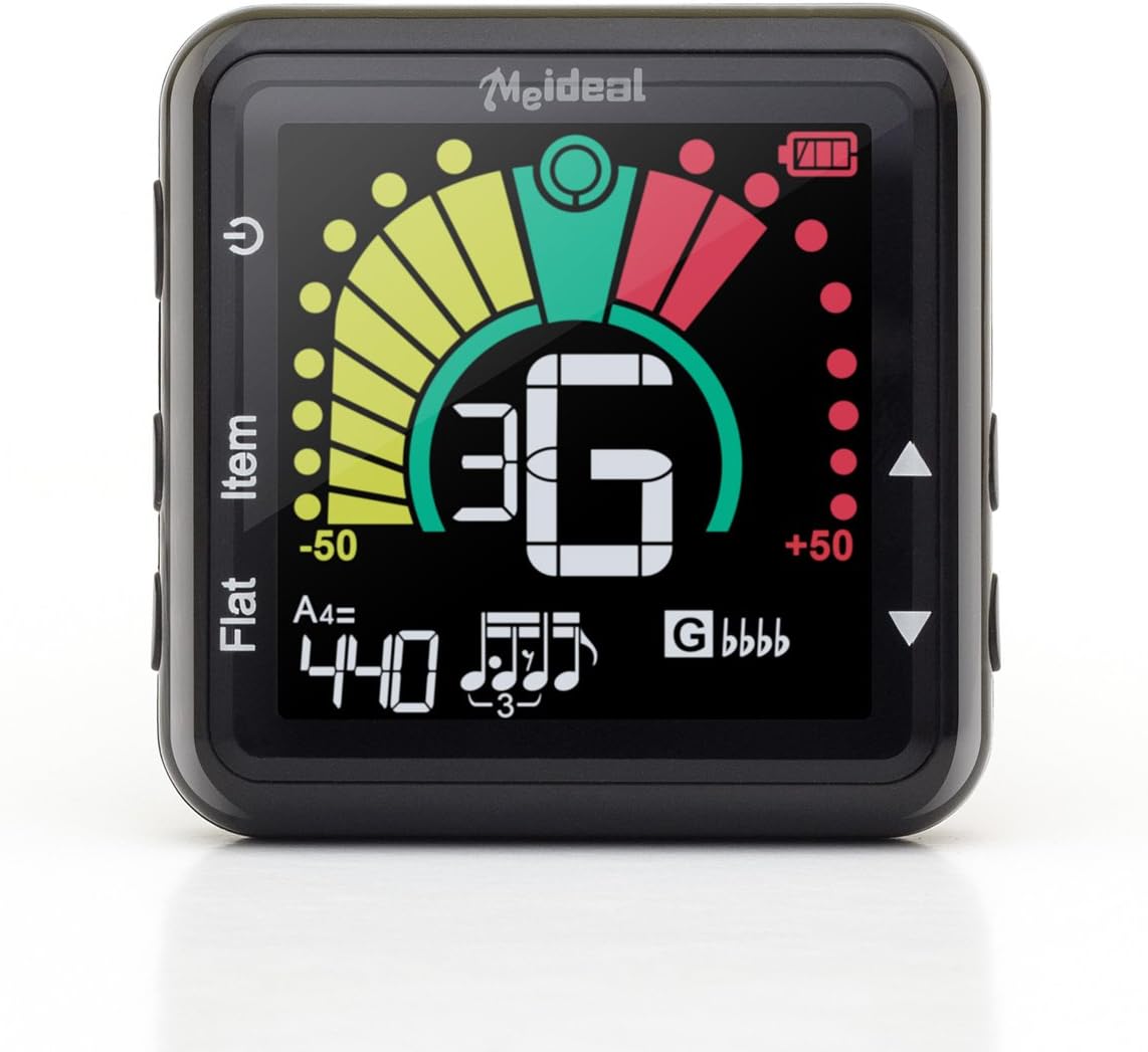 Clip-On Tuner by Avantelik. Tune Guitar, Bass, Ukulele, Violin and Banjo, Rechargeable