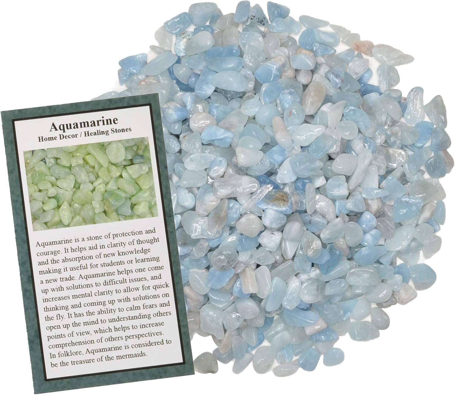 1 lb of Tumbled Aquamarine Chip Stones - Polished Rocks for Crafts, Art, Vase Filler, Decoration, Reiki, Crystal Jewelry Making and More!