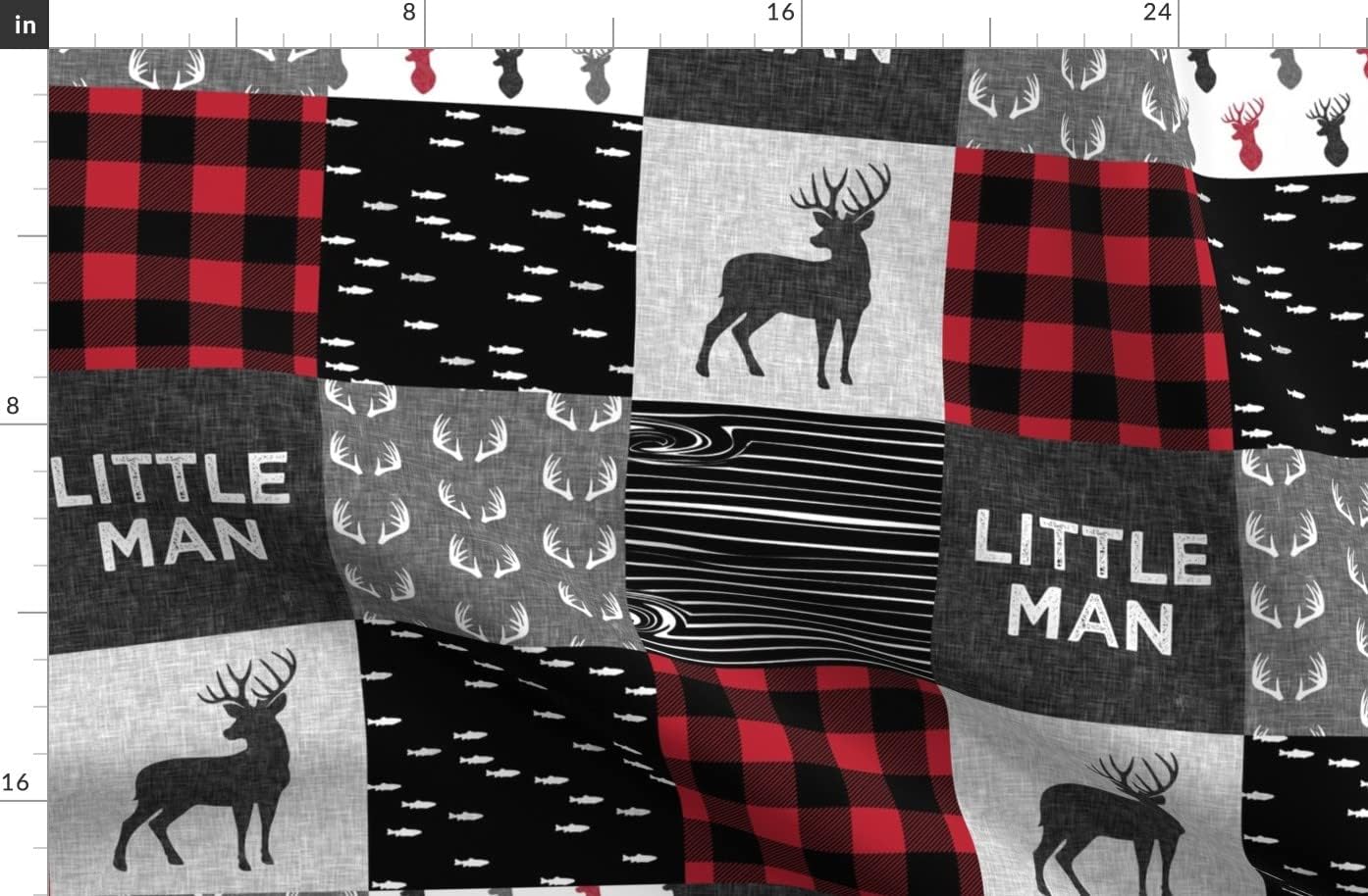 Spoonflower Fabric - Woodland, Boy, Red and Black, Buck, Buffalo Plaid, Trendy, Wholecloth, Printed on Organic Cotton Sateen Fabric by The Yard - Sewing Quilting Apparel Home Decor