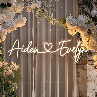 Custom Wedding LED Neon Sign | Couple Names With Heart Neon Light | Wedd...